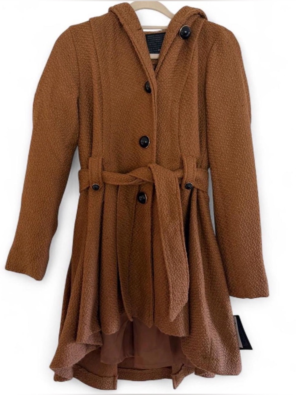 Steve Madden NWT Camel Brown Tie Waist Coat Small